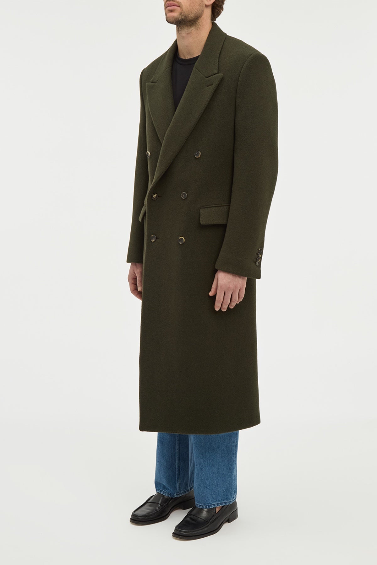 Brannick Overcoat in Olive Cashemre Felt