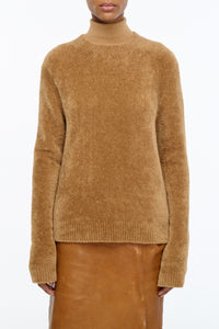 Imber Knit Crewneck Sweater in Mid Camel Silk