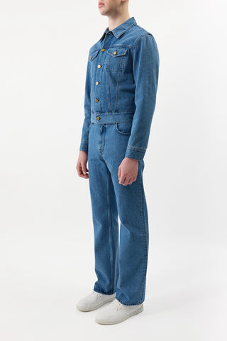 Uruguayan Blue Rey Straight Jeans - Side Profile View | Gabriela Hearst