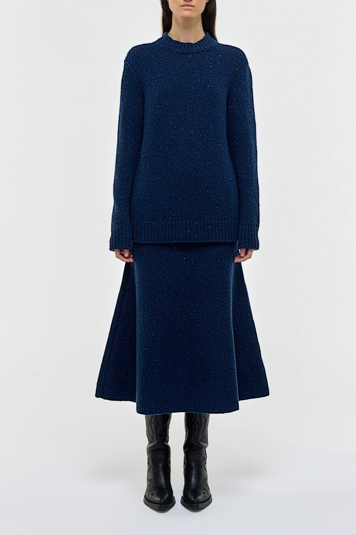 Alfie Knit Sweater in Electric Navy Speckled Cashmere