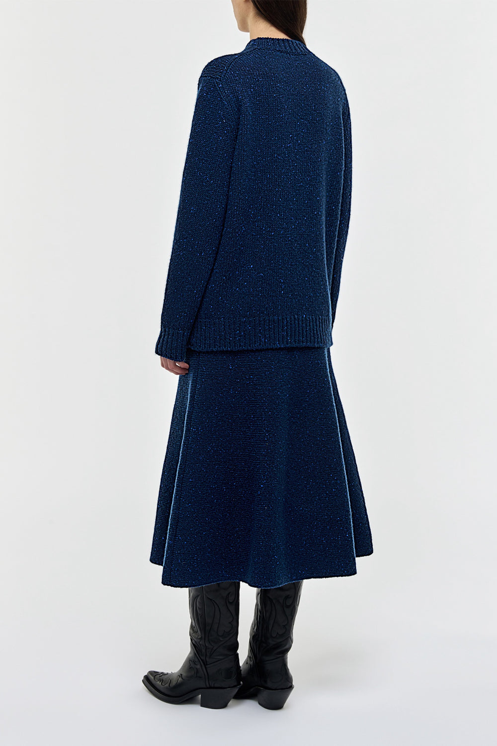 Alfie Knit Sweater in Electric Navy Speckled Cashmere