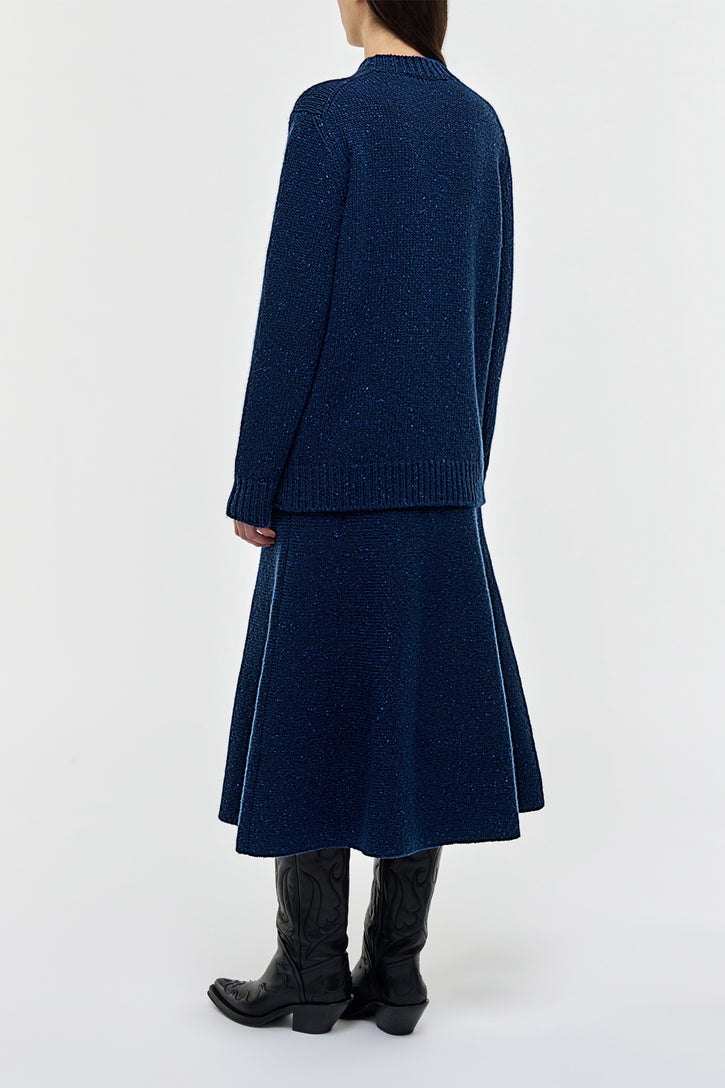 Alfie Knit Sweater in Electric Navy Speckled Cashmere