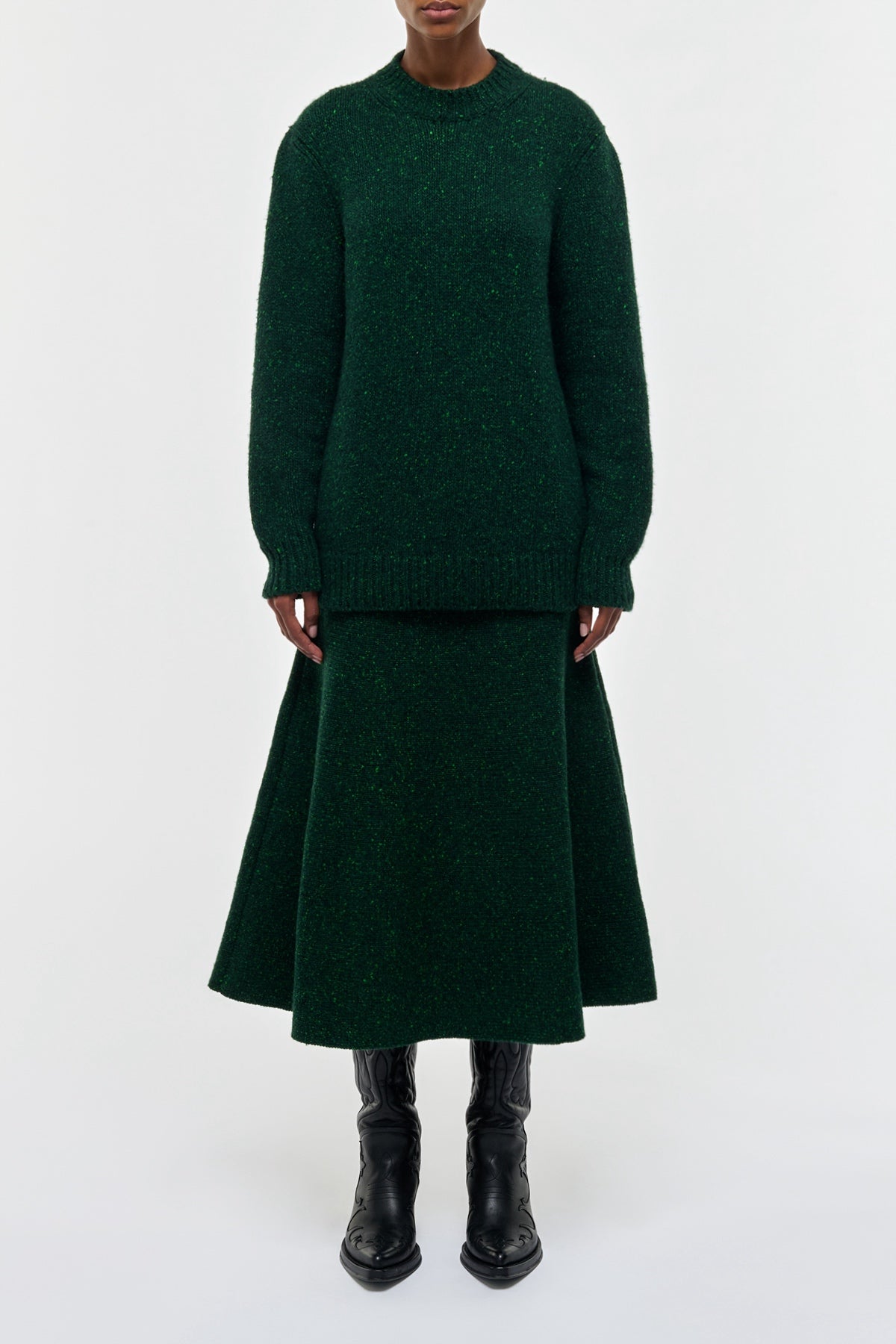 Eden Knit Skirt in English Green Speckled Cashmere