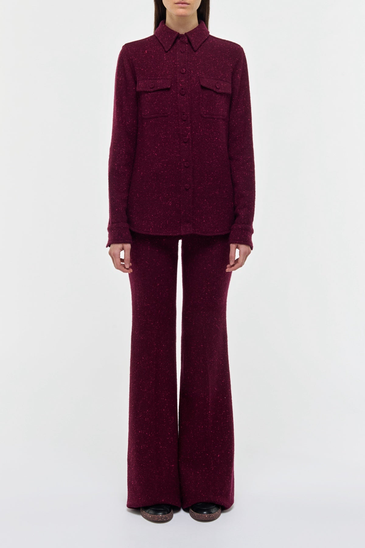 John Austin Shirt in Bordeaux Speckled Cashmere