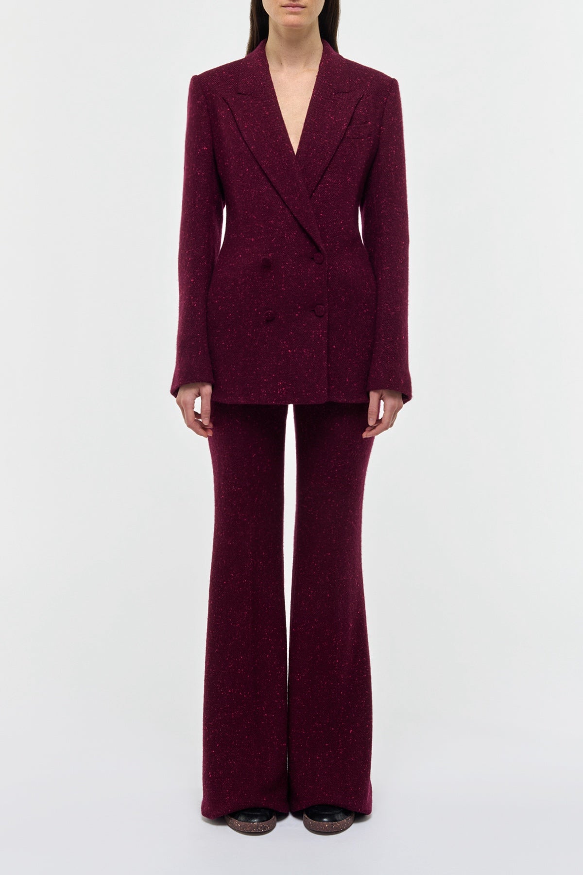 Elliot Knit Blazer in Bordeaux & Fuchsia Speckled Cashmere
