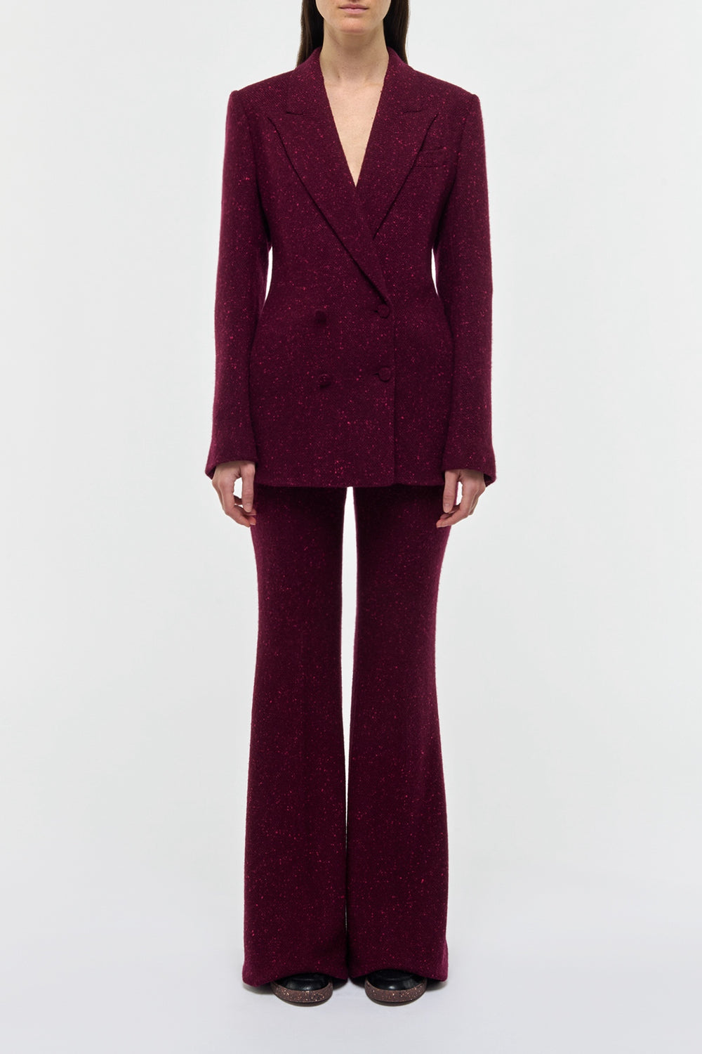 Rhein Knit Pant in Bordeaux Fuchsia Speckle Cashmere