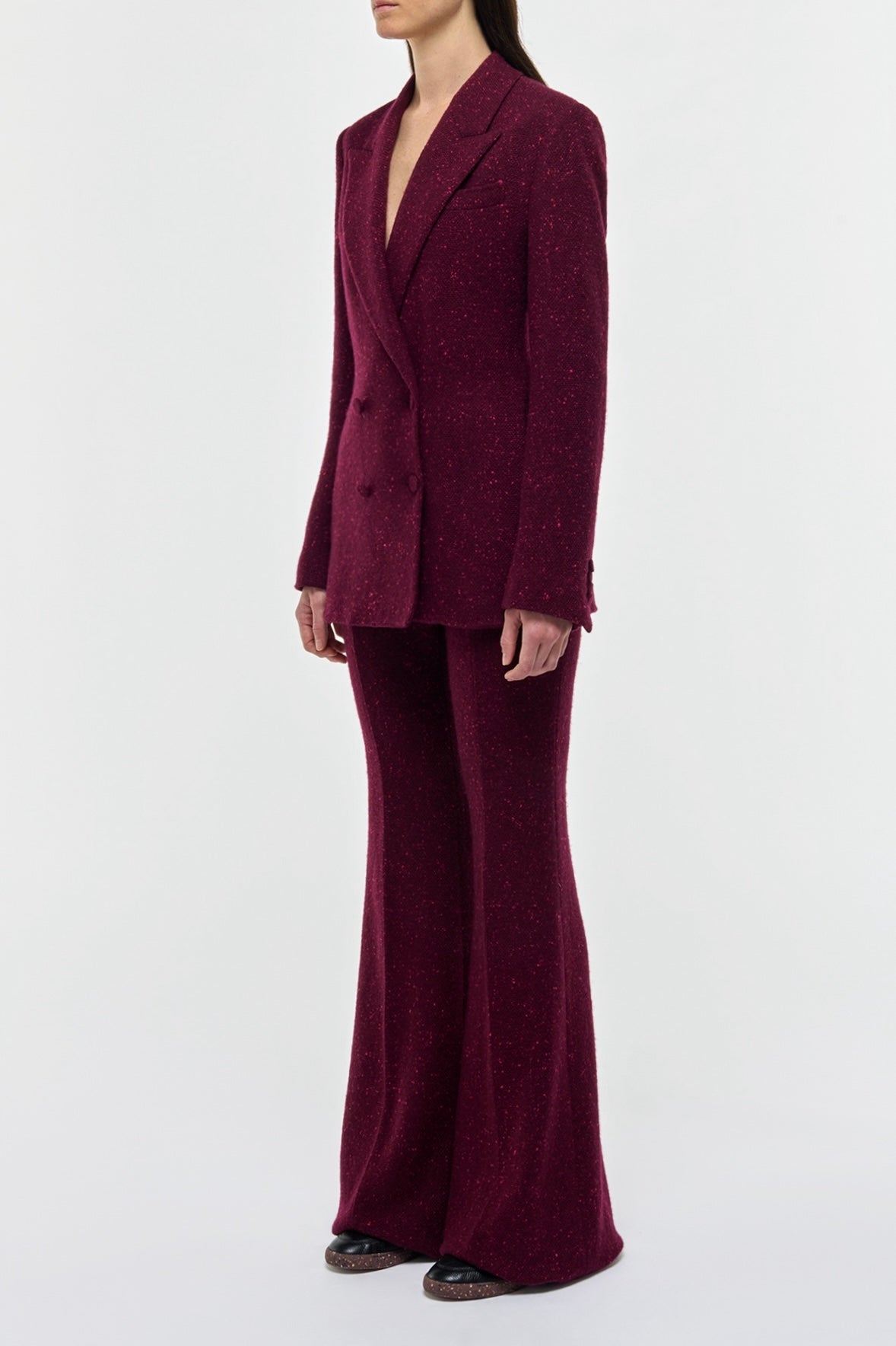 Elliot Knit Blazer in Bordeaux & Fuchsia Speckled Cashmere