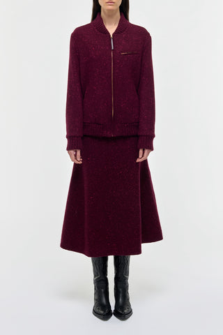 Bordeaux Cashmere Winslow Bomber - Front View on Model | Gabriela Hearst