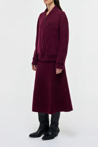 Winslow Knit Bomber in Bordeaux & Fuchsia Speckled Cashmere