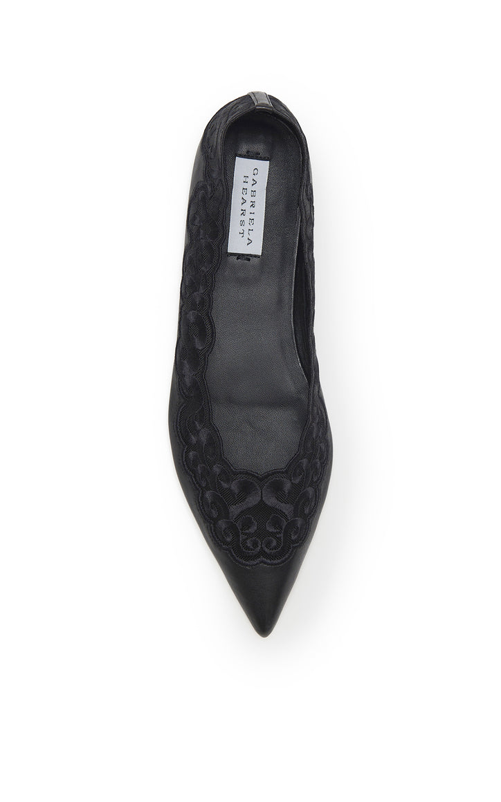 Ziva Flat Shoe in Black Nappa Leather