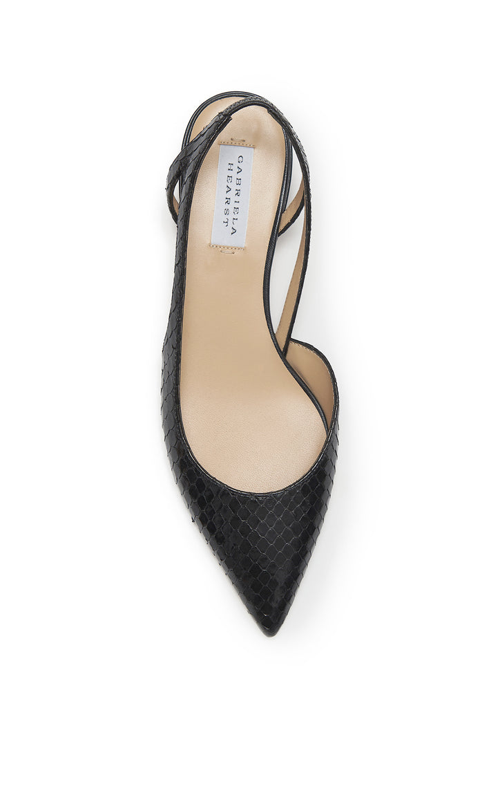 Delia Slingback Shoe in Black Snakeskin