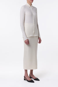 Circe Knit Maxi Skirt in Ivory Merino Wool Cashmere