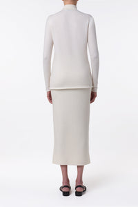 Circe Knit Maxi Skirt in Ivory Merino Wool Cashmere