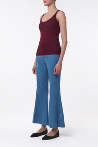 Nevin Pointelle Knit Tank Top in Bordeaux Cashmere Silk