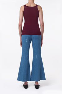 Nevin Pointelle Knit Tank Top in Bordeaux Cashmere Silk