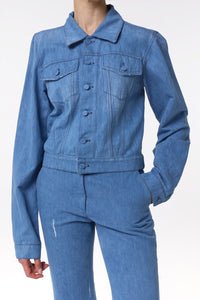 Roland Jacket in Light Blue Recycled Cotton Linen Denim