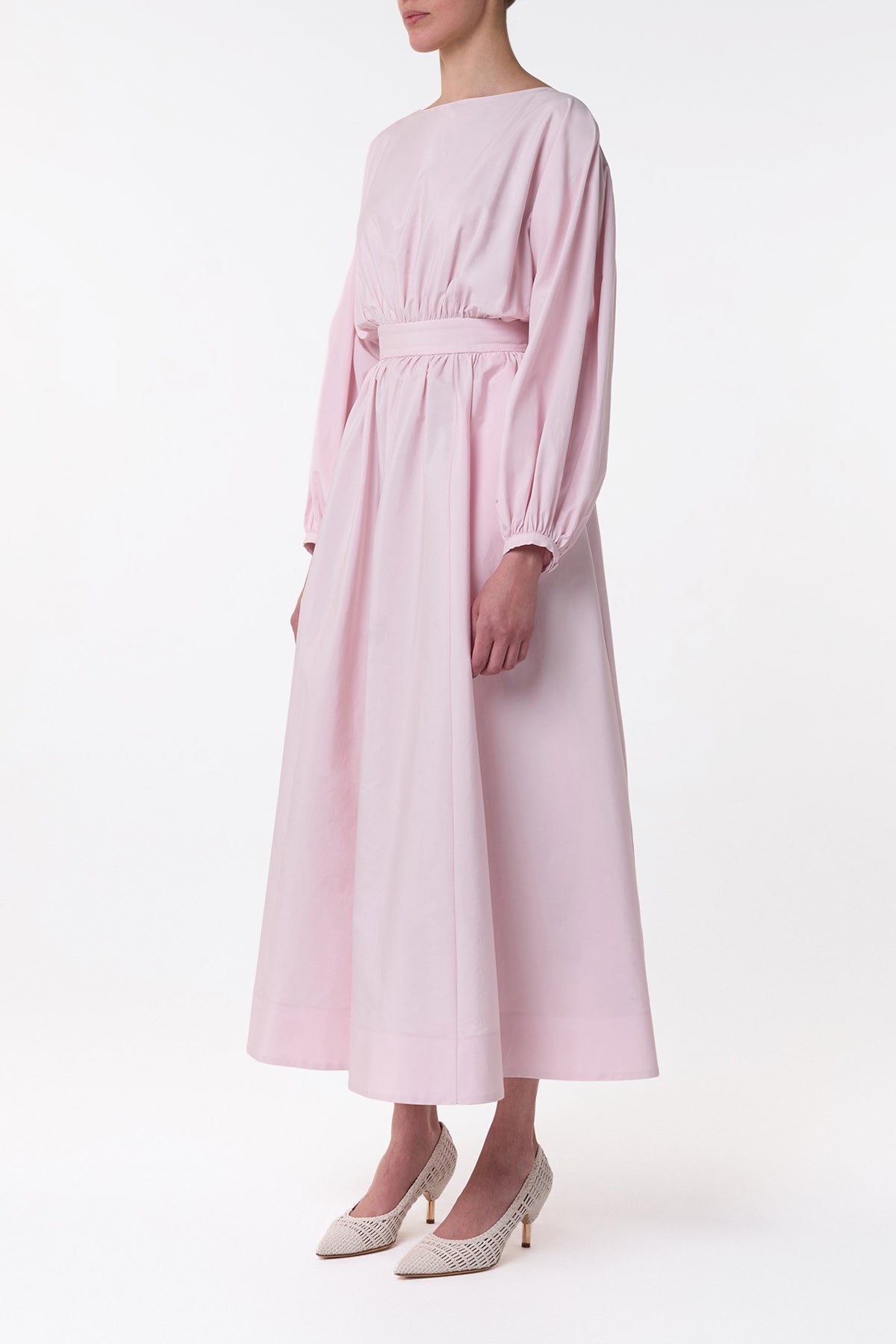 Ahmose Maxi Dress in Pale Blush Sea Island Cotton Poplin