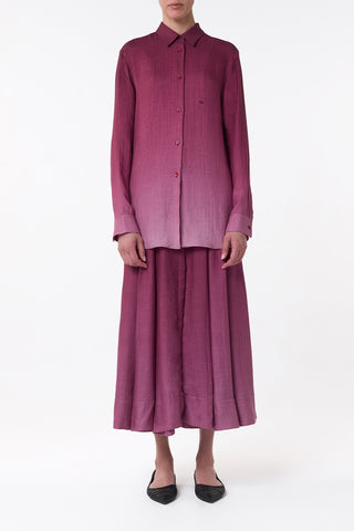 Reyes Shirt in Bordeaux Cashmere Silk Herringbone