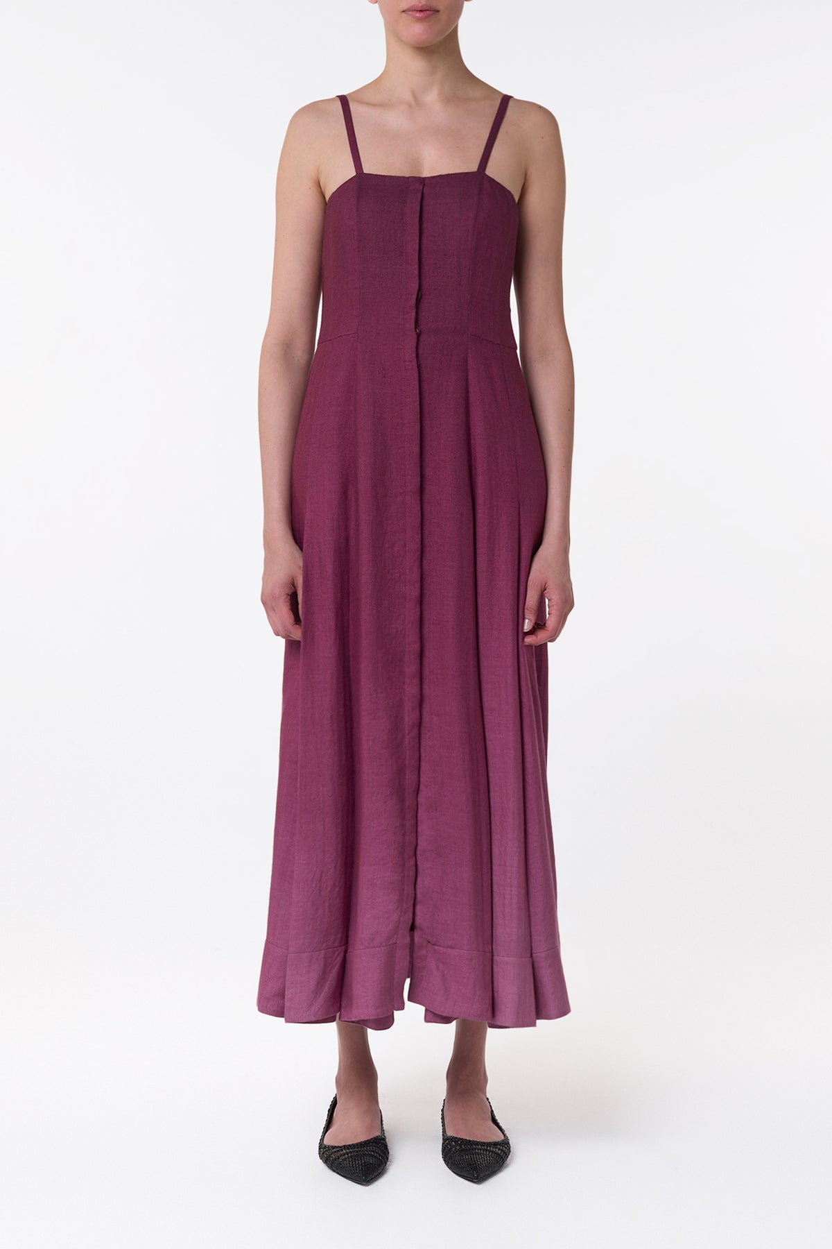 Magritte Maxi Dress in Bordeaux Cashmere Silk