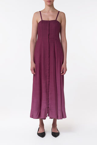 Magritte Maxi Dress in Bordeaux Cashmere Silk Herringbone