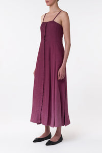 Magritte Maxi Dress in Bordeaux Cashmere Silk Herringbone