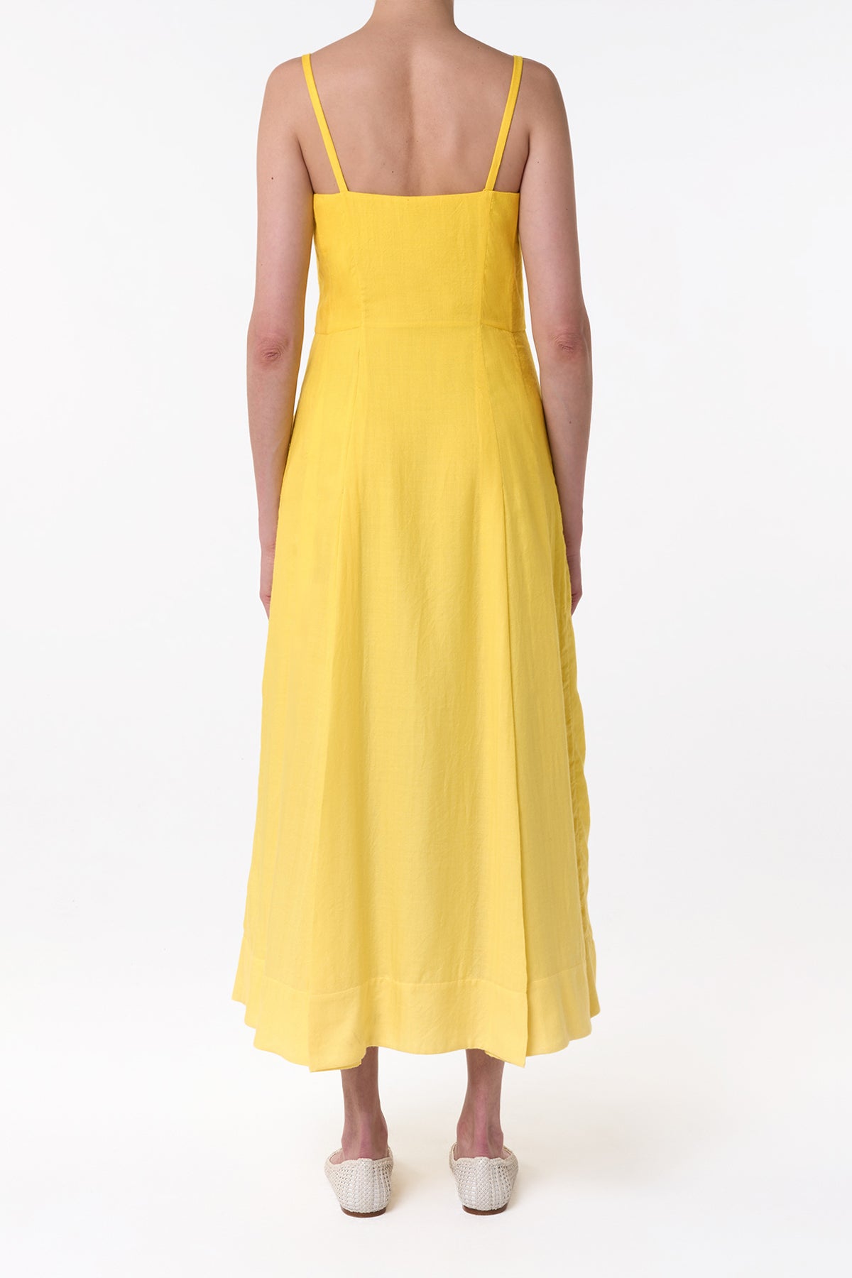 Magritte Maxi Dress in Cadmium Yellow Cashmere Silk Herringbone