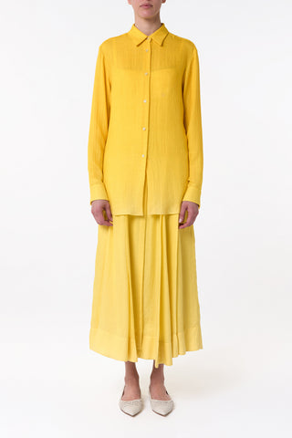 Reyes Shirt in Cadmium Yellow Cashmere Silk Herringbone