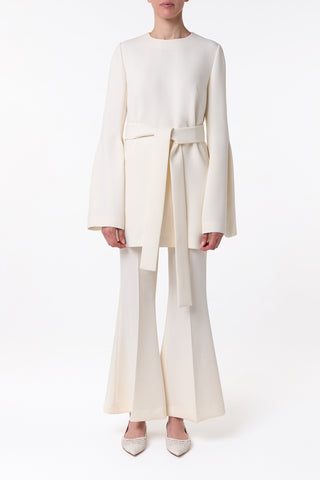 Shandon Tunic in Ivory Double Face Wool Crepe