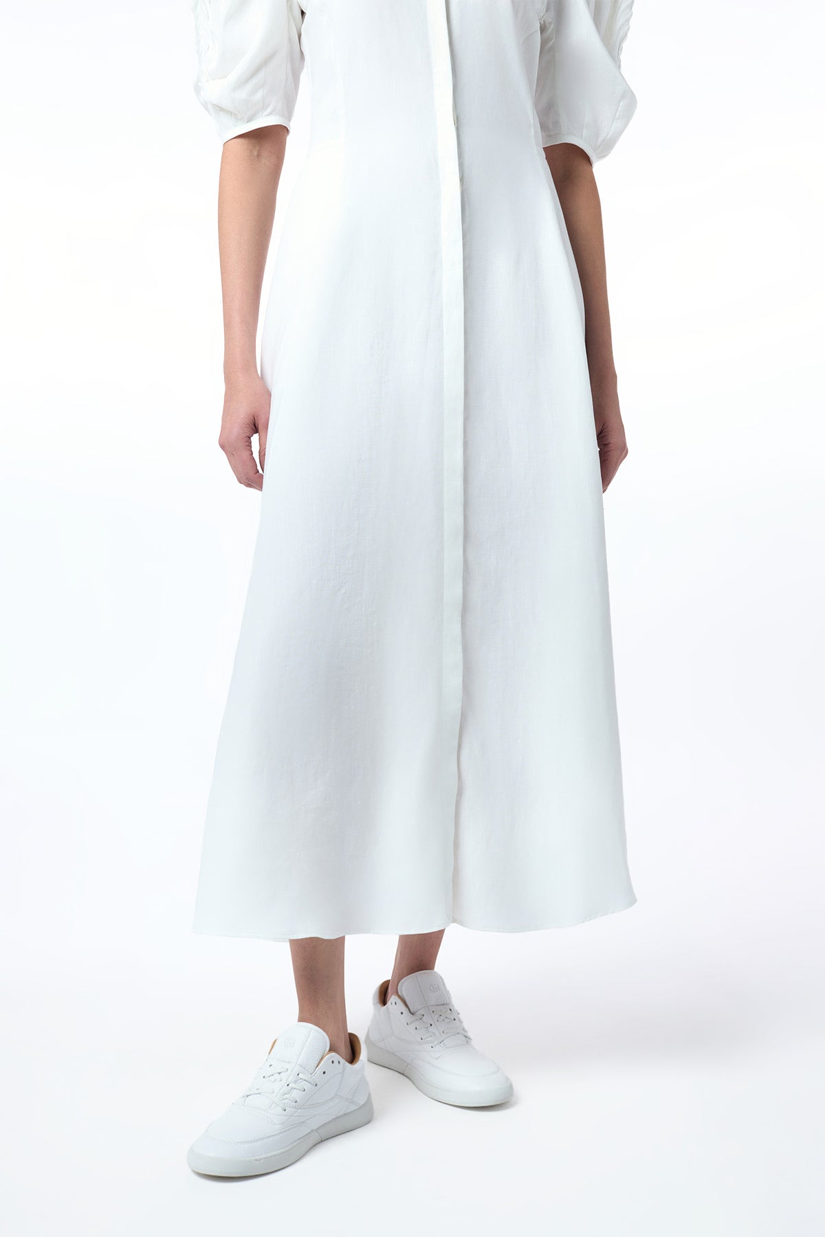 Arabella Shirtdress in White Aloe Linen