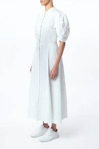 Arabella Shirtdress in White Aloe Linen