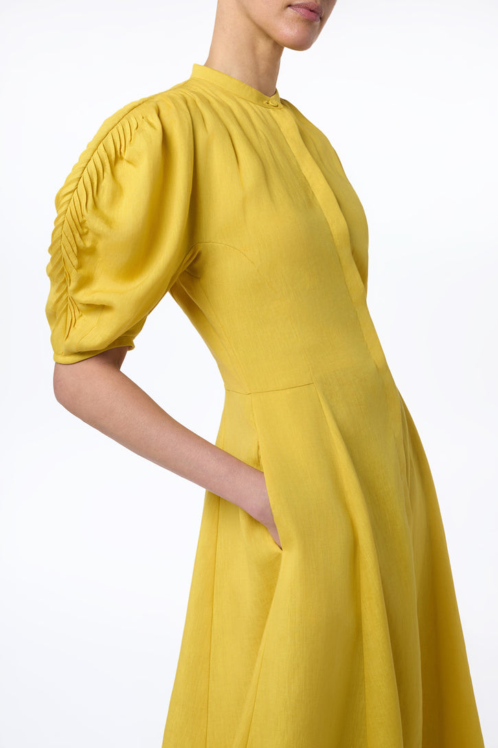 Arabella Shirtdress in Goldenrod Aloe Linen