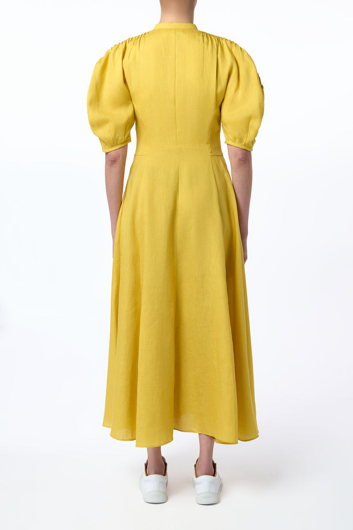 Arabella Shirtdress in Goldenrod Aloe Linen