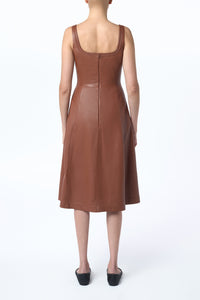 Adaline Midi Dress in Cognac Nappa Leather