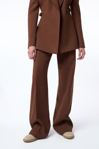 Norman Wide-Leg Pant in Cognac Recycled Virgin Wool