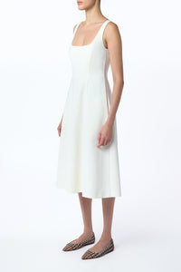 Adaline Midi Dress in Ivory Soft Wool