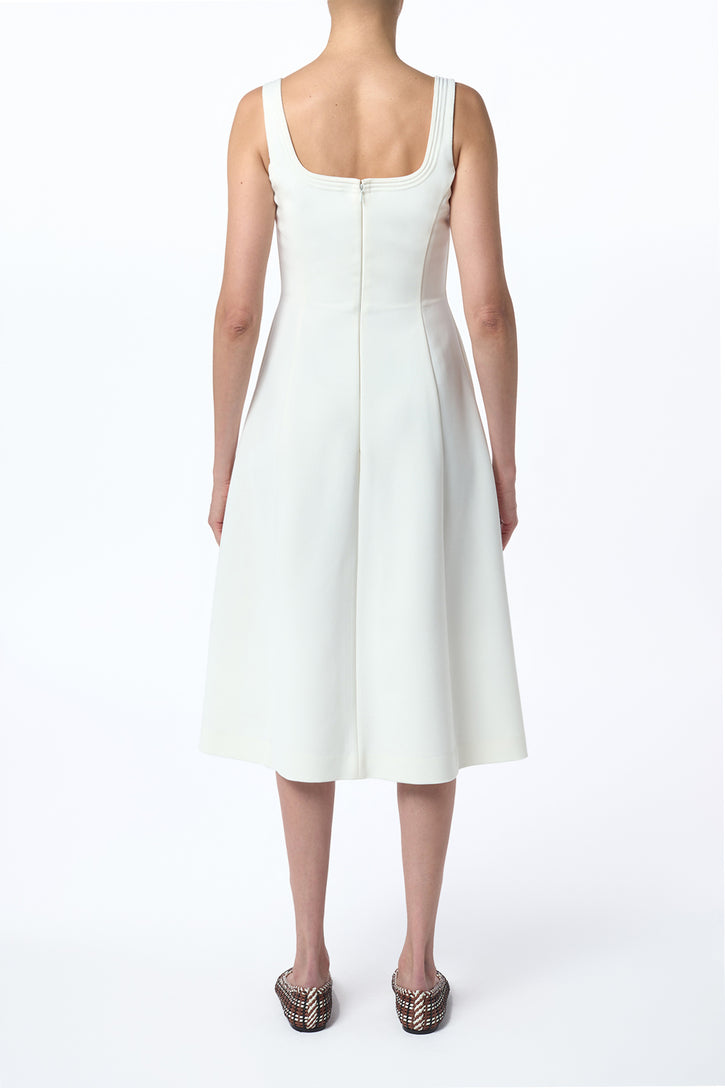 Adaline Midi Dress in Ivory Soft Wool