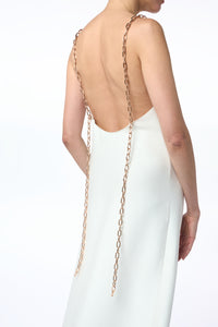 Indigo Chain Maxi Dress in Ivory Silk