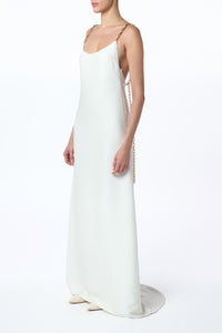 Indigo Chain Maxi Dress in Ivory Silk