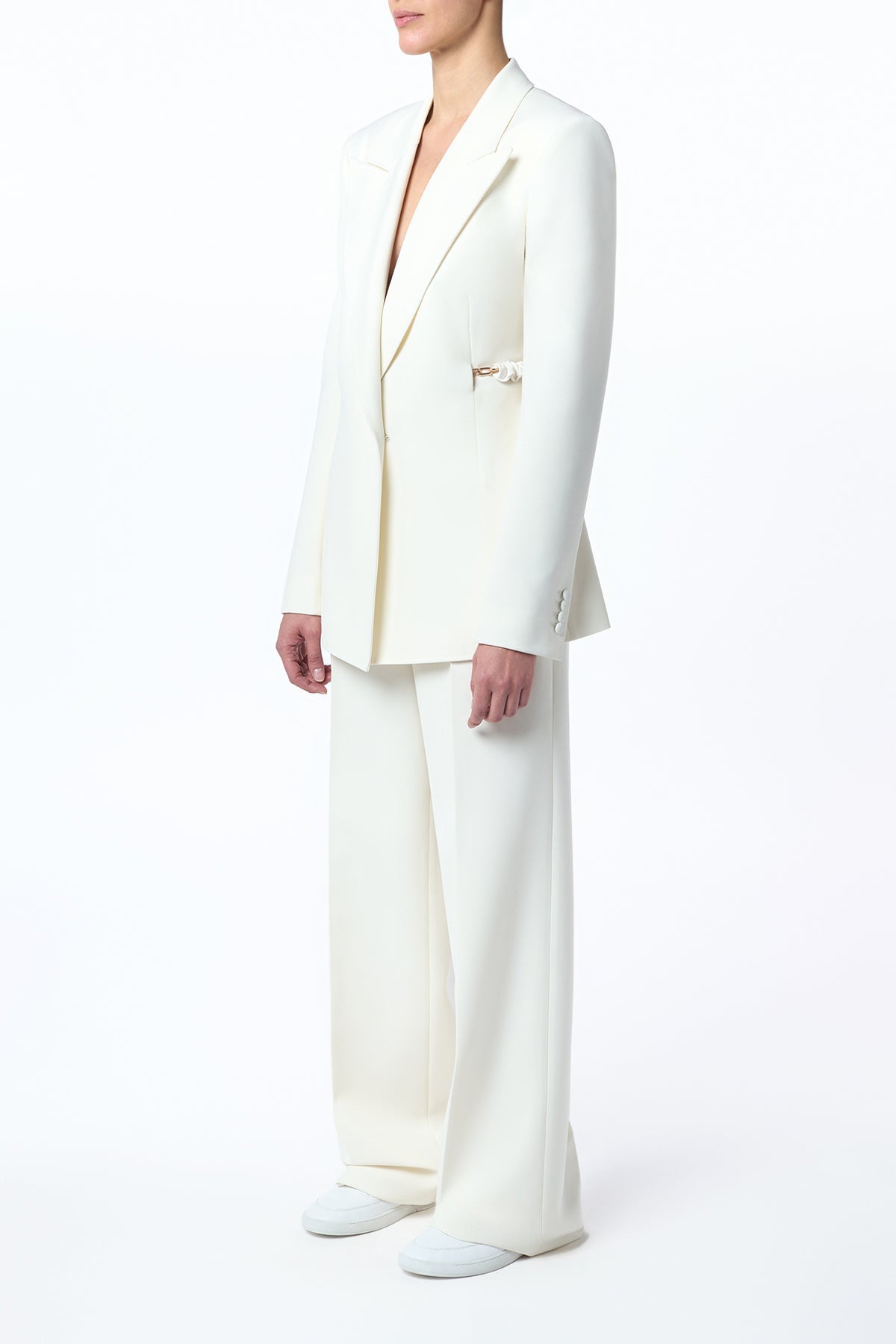 Norman Wide-Leg Pant in Ivory Recycled Virgin Wool