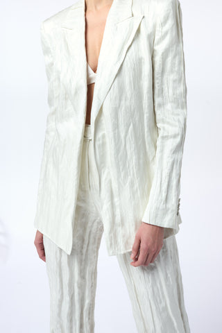 Mairi Blazer in Ivory Metallic Crinkled Silk