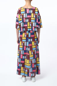 Selma Patchwork Embroidered Maxi Skirt in Aurora Multi Linen