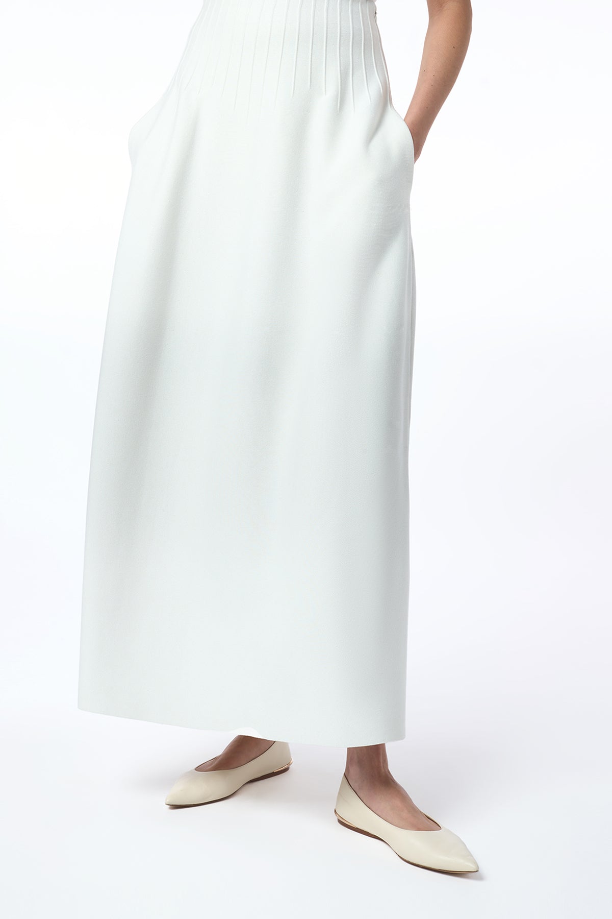 Annamaria Knit Maxi Skirt in Ivory Silk