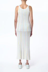 Yara Pinstripe Knit Tank Top in Ivory Multi Merino Wool