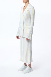 Ceres Pinstripe Knit Jacket in Ivory Multi Merino Wool