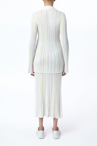 Ceres Pinstripe Knit Jacket in Ivory Multi Merino Wool