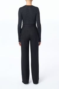 Anges Knit Henley in Black Cashmere Silk with Hemp