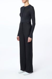 Anges Knit Henley in Black Cashmere Silk with Hemp