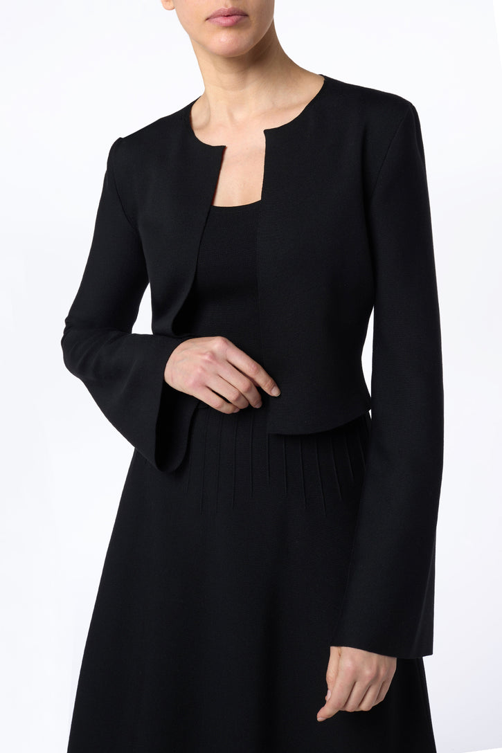 Antheia Cropped Knit Jacket in Black Silk