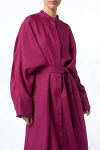 Tilda Oversized Midi Dress in Raspberry Aloe Linen