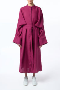 Tilda Oversized Midi Dress in Raspberry Aloe Linen